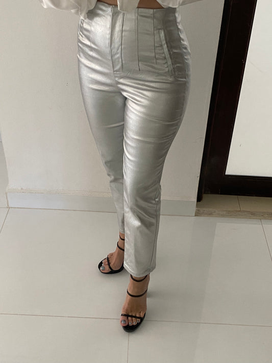 Metallic Silver Pant