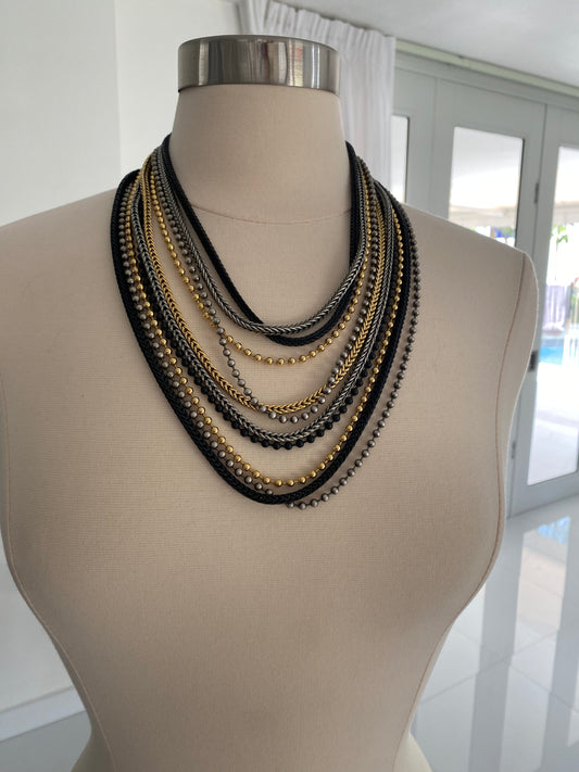 Black,Silver & Gold Necklace