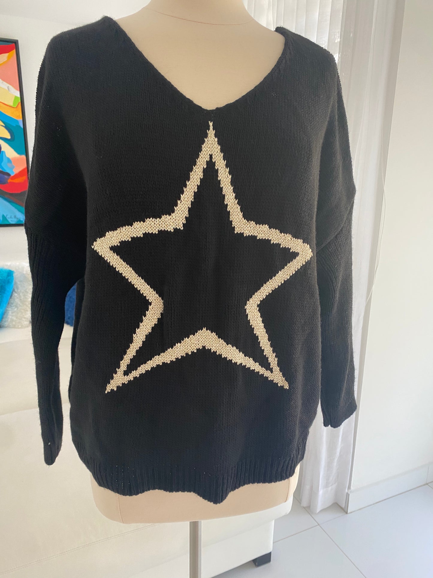 Star Sweater Black