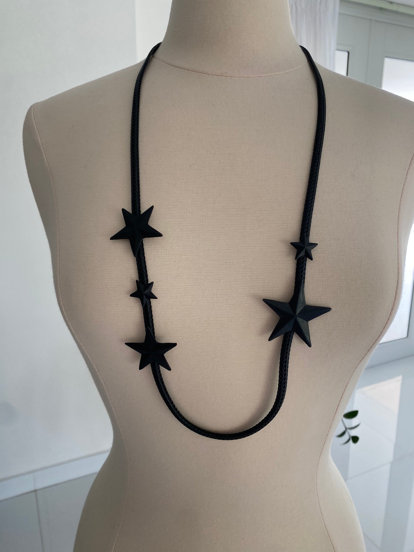 Black Stars Long Necklace